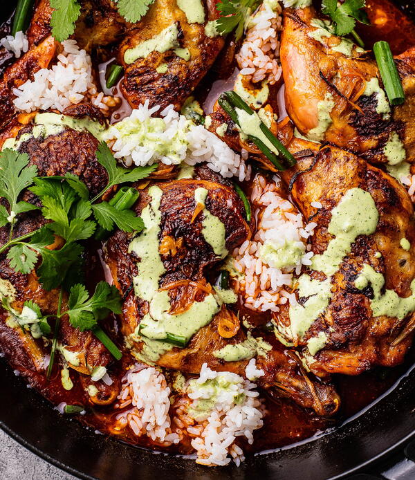 Gochujang Chicken Legs with Scallion Sauce Gochujang Chicken Legs with Scallion Sauce