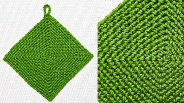 Super Easy Crochet Square Potholder In The Rounds With Moss Stitch Super Easy Crochet Square Potholder In The Rounds With Moss Stitch