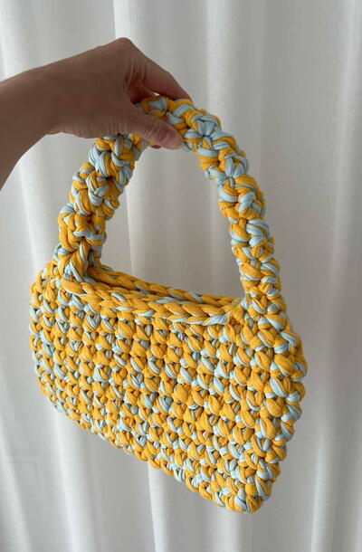 T-shirt Yarn Crochet Handbag T-shirt Yarn Crochet Handbag