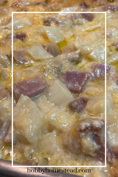 Cheesy Ham And Potato Casserole With Creamy Sauce Cheesy Ham And Potato Casserole With Creamy Sauce