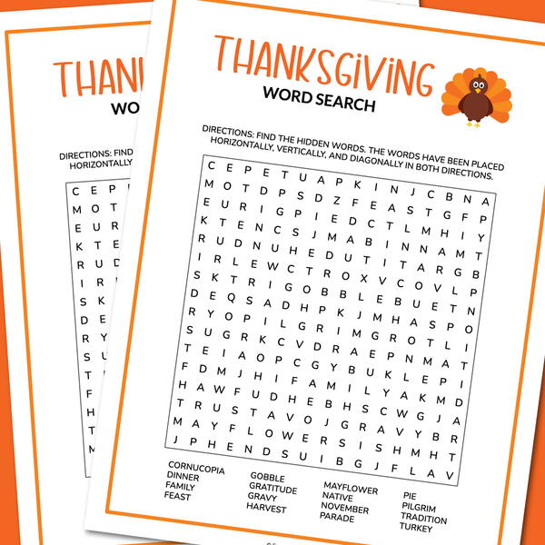 Thanksgiving Word Search Thanksgiving Word Search