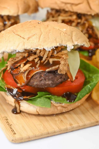Bourbon Burger With Crispy Onions Bourbon Burger With Crispy Onions