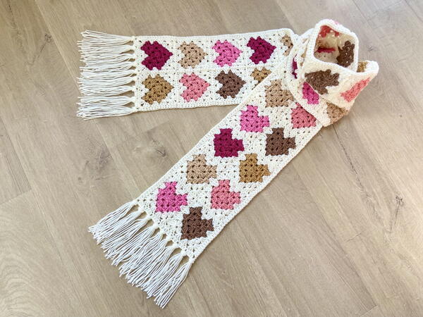 Heart Granny Square Scarf Heart Granny Square Scarf