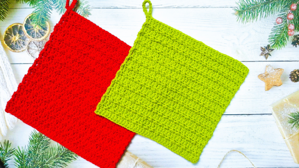 Christmas Holiday Crochet Square Potholder Christmas Holiday Crochet Square Potholder