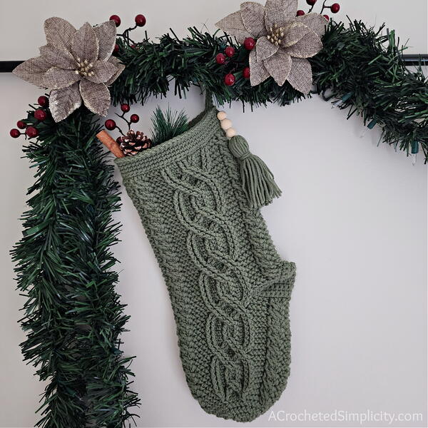 Olivette Cable Crochet Christmas Stocking Olivette Cable Crochet Christmas Stocking