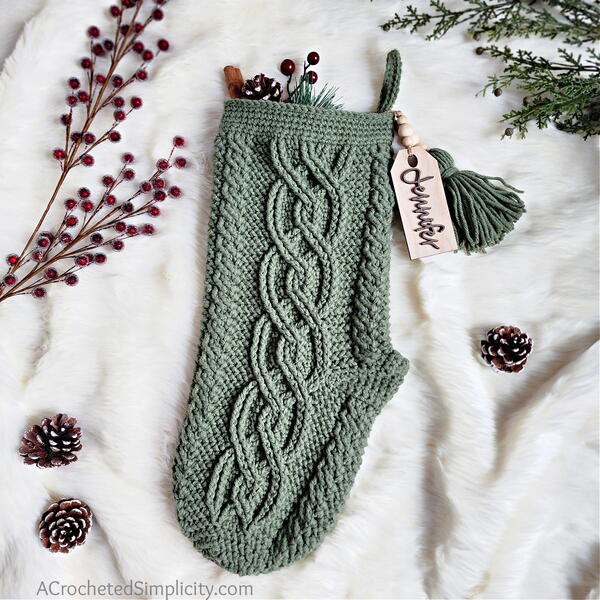 Olivette Cable Crochet Christmas Stocking Olivette Cable Crochet Christmas Stocking