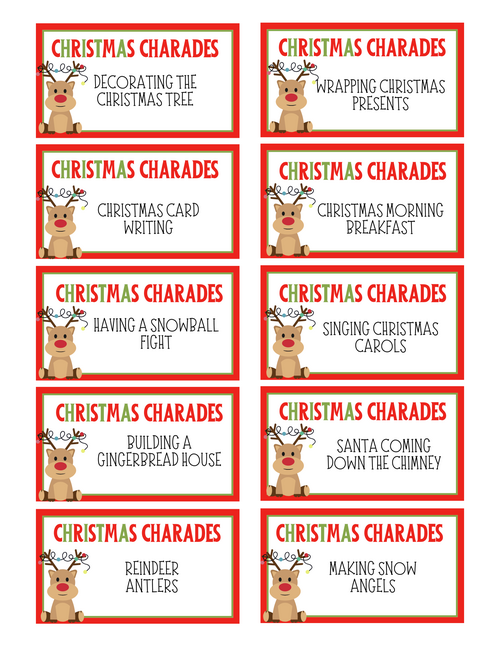 Free Printable Christmas Charades Free Printable Christmas Charades