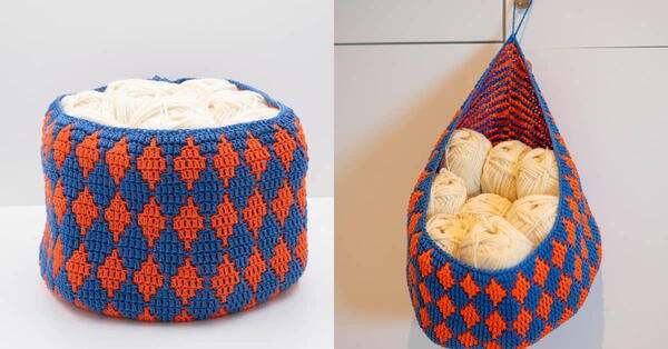 Hanging Mosaic Crochet Basket Pattern Hanging Mosaic Crochet Basket Pattern