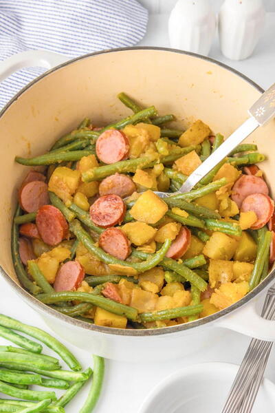 One Pot Smoked Sausage Green Beans And Potatoes One Pot Smoked Sausage, Green Beans And Potatoes