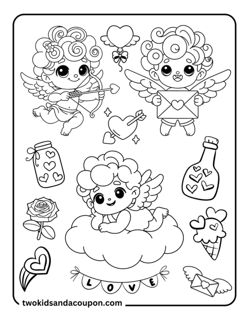 7 Free Printable Cute Cupid Coloring Pages 7 Free Printable Cute Cupid Coloring Pages