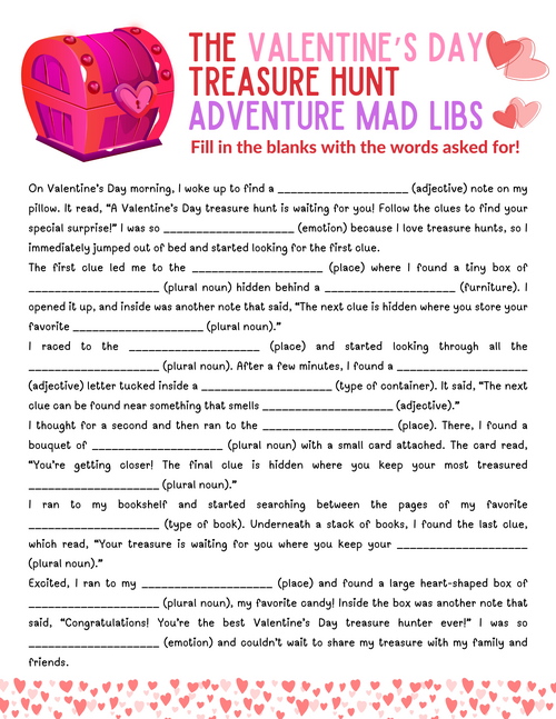 Free Printable Valentines Day Mad Libs Games Free Printable Valentine’s Day Mad Libs Games