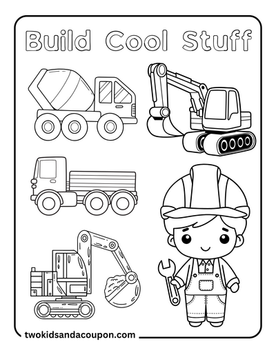 7 Printable Cute Construction Coloring Pages