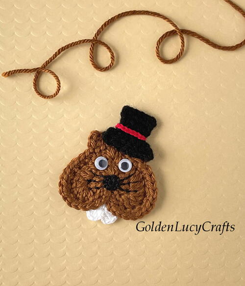 Crochet Groundhog Applique Crochet Groundhog Applique