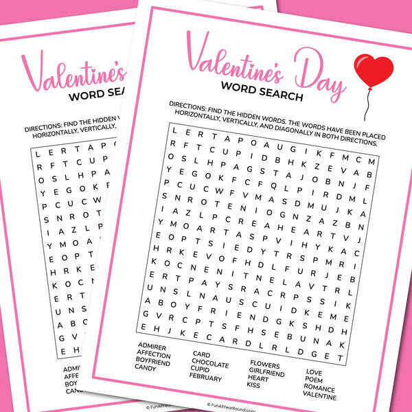 Valentines Day Word Search Valentine’s Day Word Search