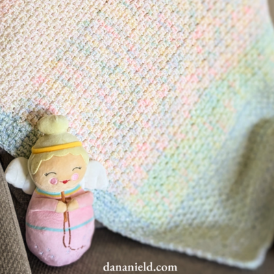 Moss Stitch Crochet Baby Blanket Using 3 Strands Held Together