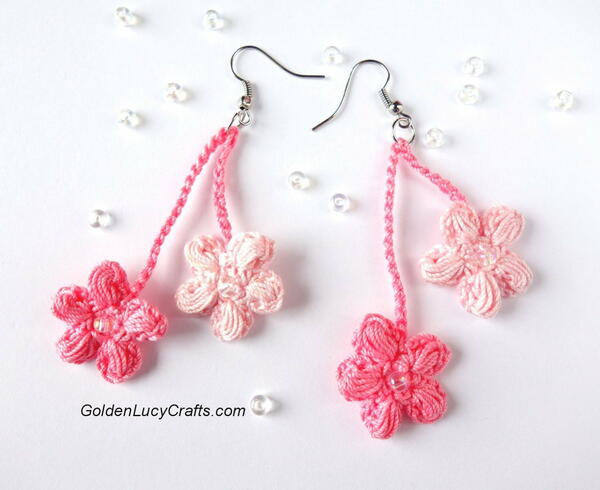 Crochet Cherry Blossom Earrings Crochet Cherry Blossom Earrings
