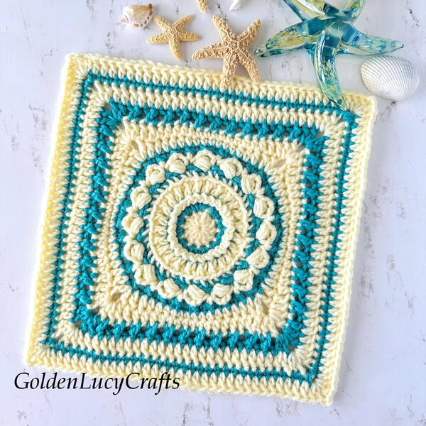 Crochet Square Block Ocean Foam Crochet Square Block Ocean Foam