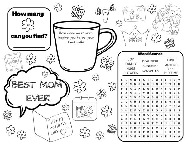Free Printable Mothers Day Activities Placemats Free Printable Mother's Day Activities Placemats