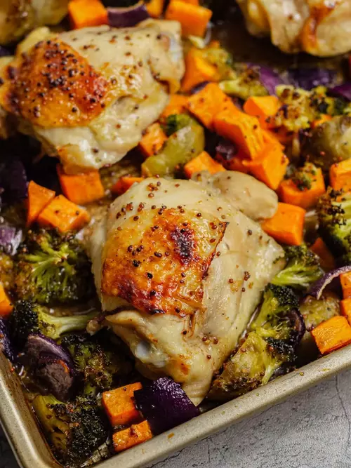 Oven Baked Chicken Thighs With Roasted Vegetables Oven Baked Chicken Thighs With Roasted Vegetables
