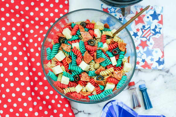 Red White And Blue Easy Summer Pasta Salad Recipe Red White And Blue Easy Summer Pasta Salad Recipe
