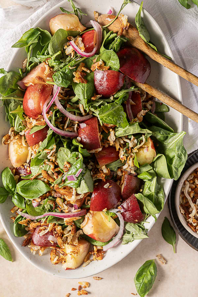 Nectarine Salad With Crispy Halloumi Nectarine Salad With Crispy Halloumi