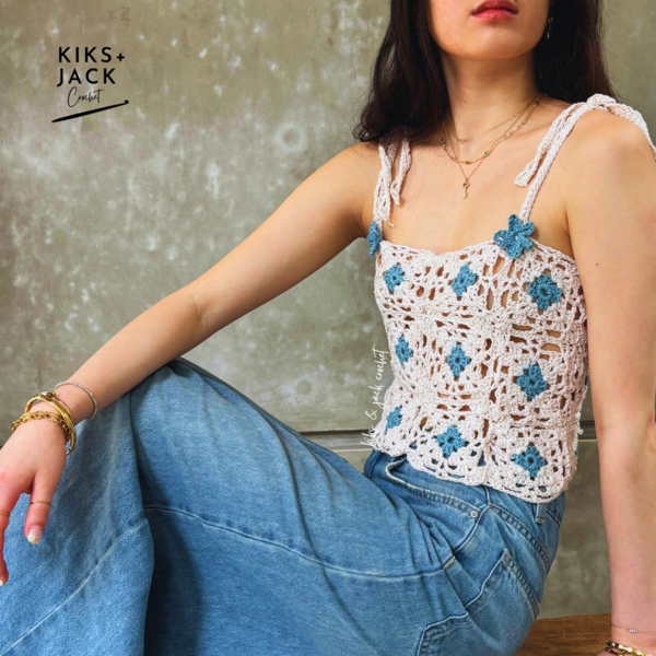 Floral Granny Square Easy Crochet Top Floral Granny Square Easy Crochet Top