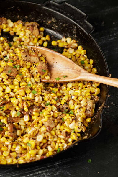 Skillet Charred Corn With Bacon And Cream Skillet Charred Corn With Bacon And Cream