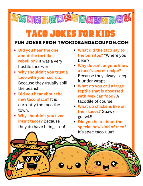 Free Printable Taco Jokes For Kids And Adults Free Printable Taco Jokes For Kids And Adults