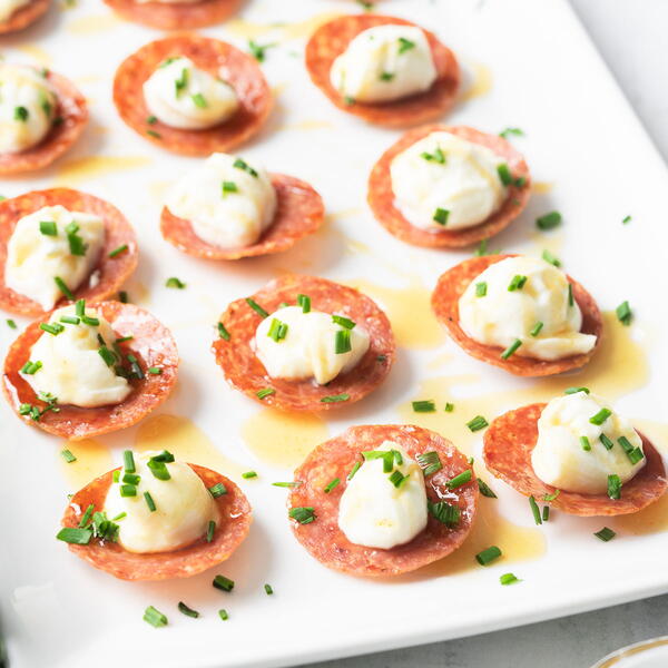 Salami Chips With Honey Whipped Ricotta Salami Chips With Honey Whipped Ricotta