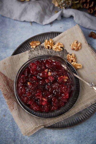 Oven-baked Cranberry Sauce With Walnuts And Grand Marnier Oven-baked Cranberry Sauce With Walnuts And Grand Marnier