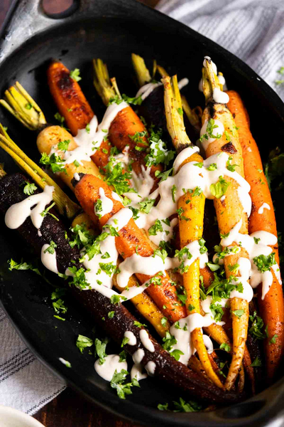 Roasted Rainbow Carrots With Lemon-tahini Sauce Roasted Rainbow Carrots With Lemon-tahini Sauce