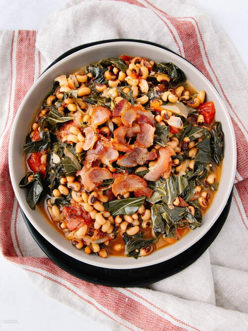 Southern Black Eyed Peas And Collard Greens With Bacon Southern Black Eyed Peas And Collard Greens With Bacon