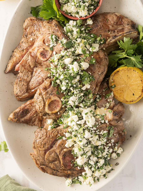 Grilled Lamb Shoulder Chop With Feta Gremolata Grilled Lamb Shoulder Chop With Feta Gremolata