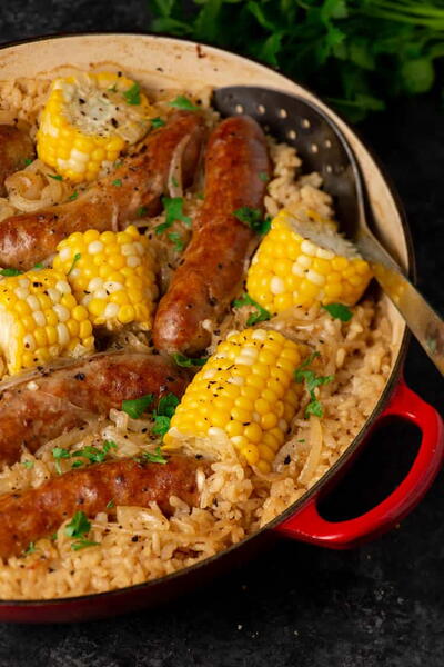 One Pan Italian Sausage And Baked Rice One Pan Italian Sausage And Baked Rice