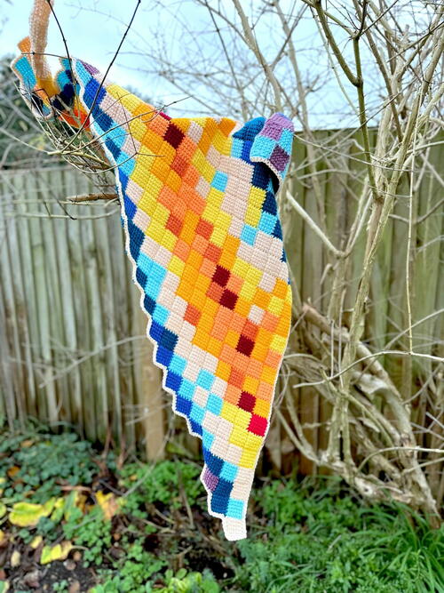 Tunisian Entrelac Temperature Shawl Tunisian Entrelac Temperature Shawl