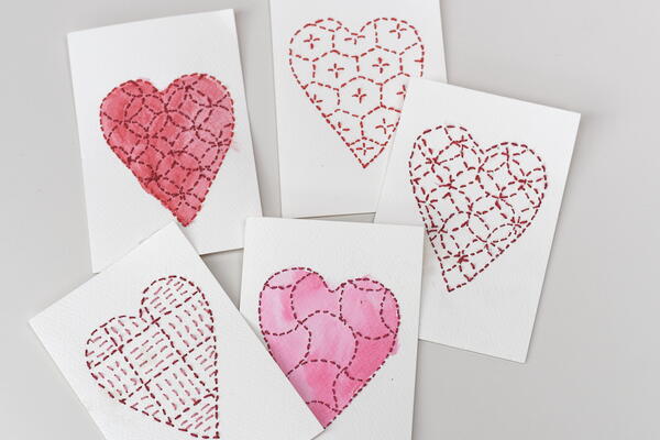 Paper Embroidered Hearts Paper Embroidered Hearts