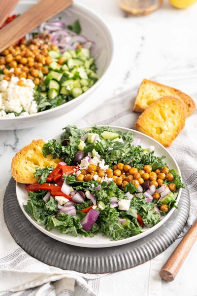 Mediterranean Kale And Roasted Chickpea Salad Mediterranean Kale And Roasted Chickpea Salad
