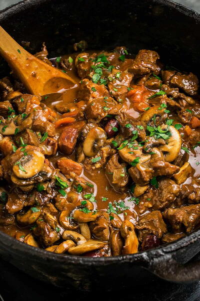 Rich Beef Bourguignon With Bacon Mushrooms And Red Wine Rich Beef Bourguignon With Bacon, Mushrooms, And Red Wine