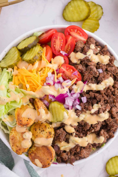 Easy Burger Bowl with Burger Sauce Easy Burger Bowl (with Burger Sauce!)