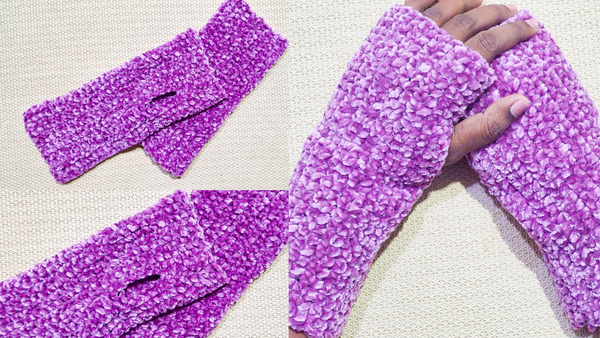 Easy Peasy Crochet Fingerless Gloves With Chenille Yarn Easy Peasy Crochet Fingerless Gloves With Chenille Yarn