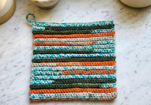 The Harvest Stripe Crochet Potholder The Harvest Stripe Crochet Potholder