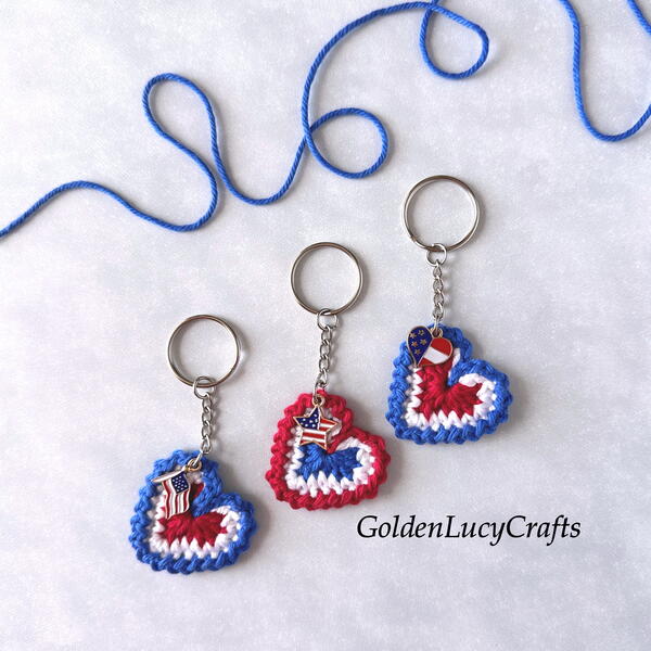 Crochet Patriotic Keychain Crochet Patriotic Keychain