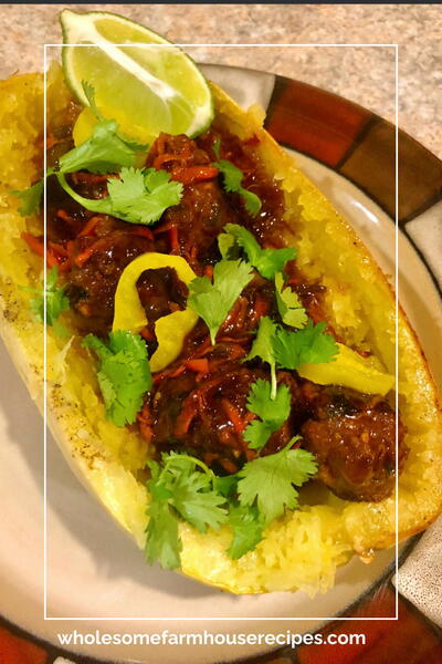 Banh Mi Meatballs Over Spaghetti Squash Banh Mi Meatballs Over Spaghetti Squash
