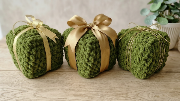 Christmas In July Crochet Chunky Christmas Gift Box Decor Christmas In July Crochet Chunky Christmas Gift Box Decor