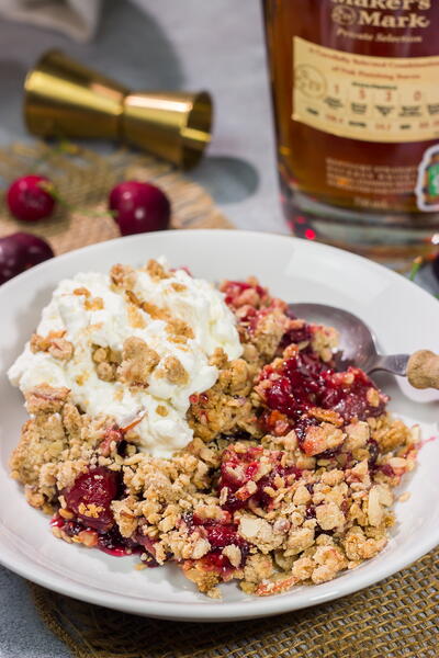 Homemade Cherry Crisp With Bourbon Whipped Cream Homemade Cherry Crisp With Bourbon Whipped Cream
