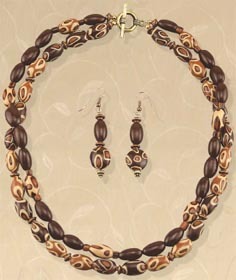 Coffee Bean Necklace and Earrings