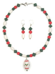Beaded Holiday Necklace and Earrings