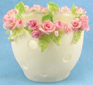 Porcelain Bouquet of Roses Votive Holder