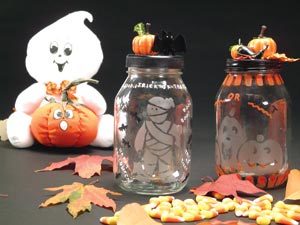 Etched Halloween Candy Jar