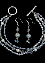 Blue Ice Lariat, Bracelet and Earrings